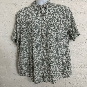 Lucky Brand Gray Floral Casual Button Down Shirt